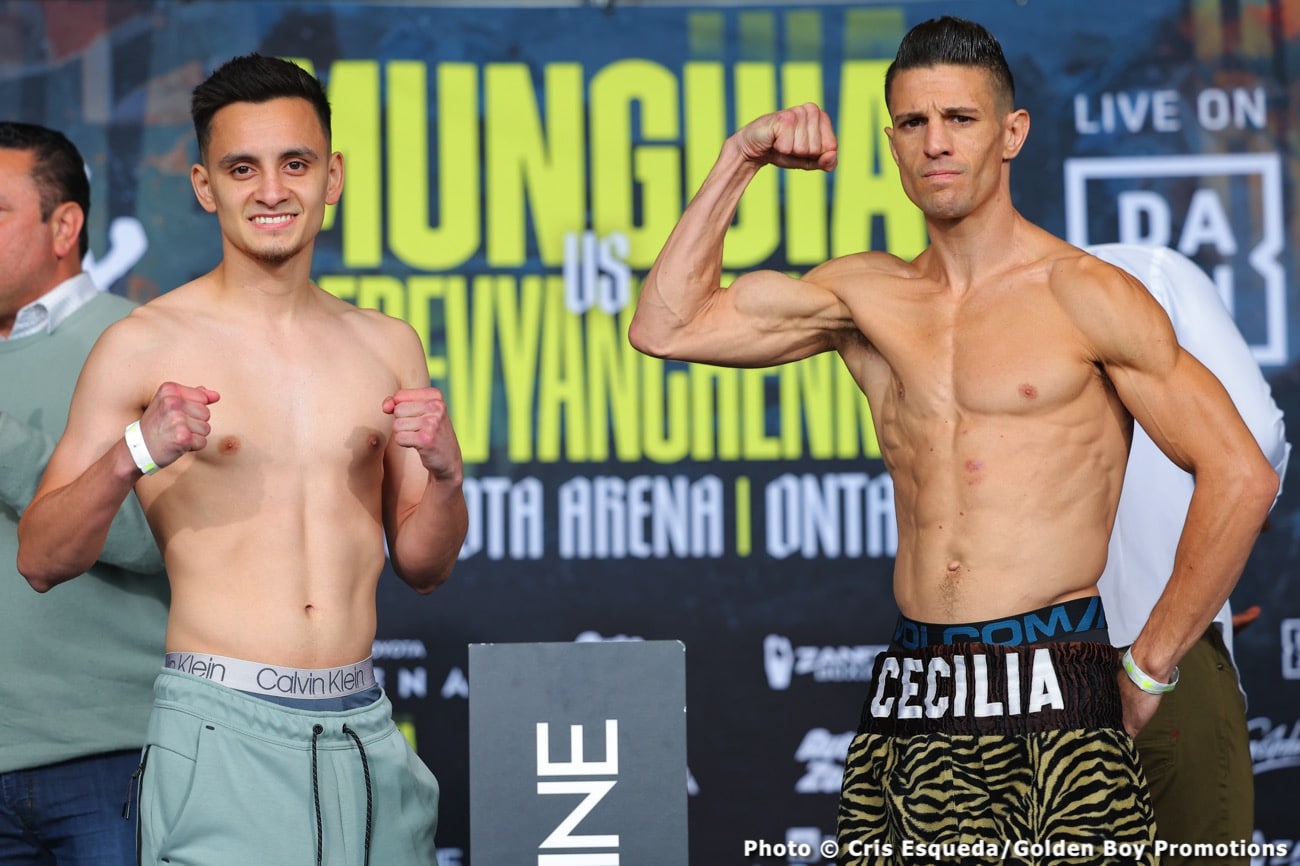 Boxing photo: Jaime Munguia, Sergiy Derevyanchenko image Weights for DAZN: Munguia vs. Derevyanchenko on Saturday night