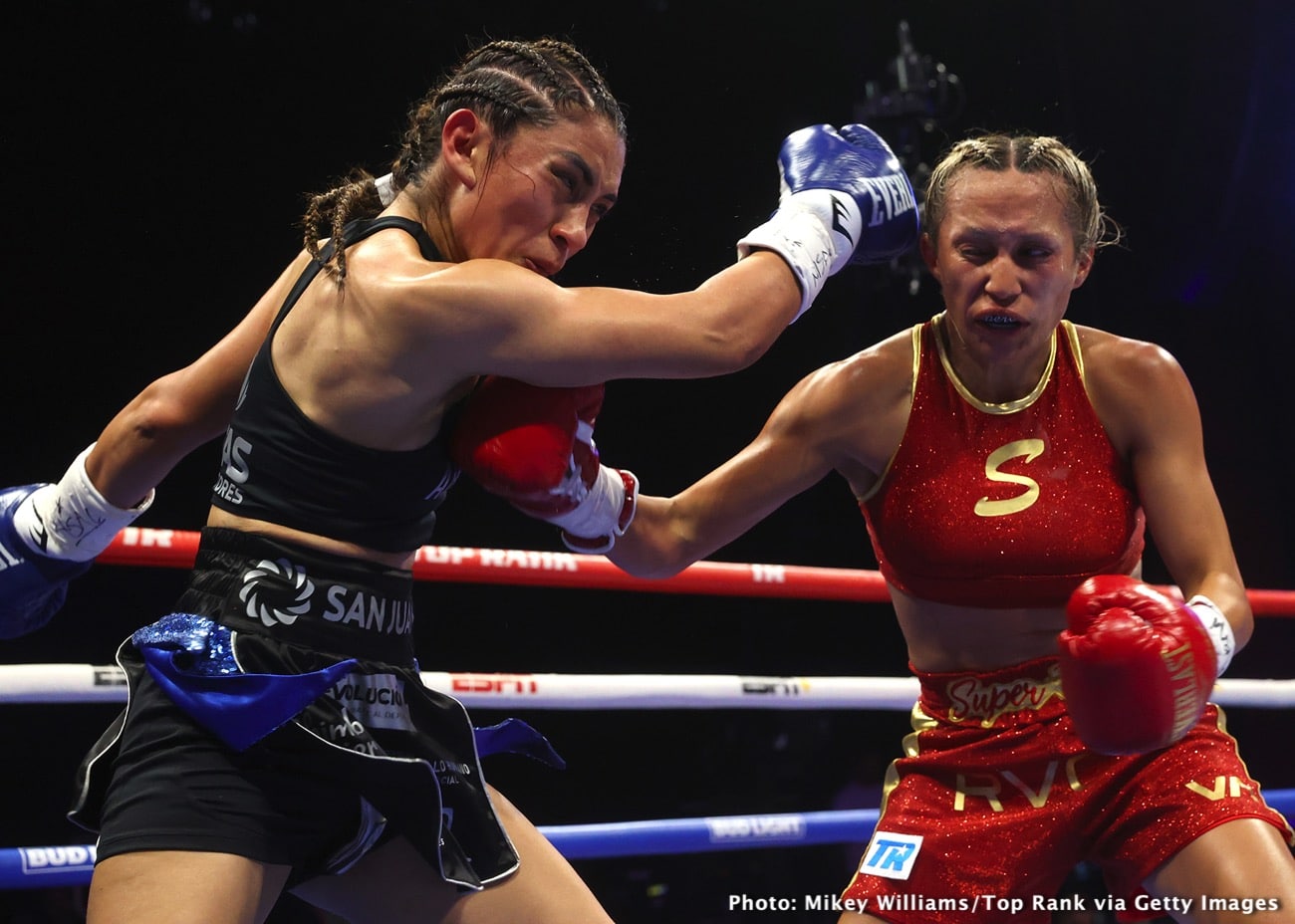 Boxing photo: Abraham Nova, Seniesa Estrada image Seniesa Estrada defeats Yudica - Boxing Results