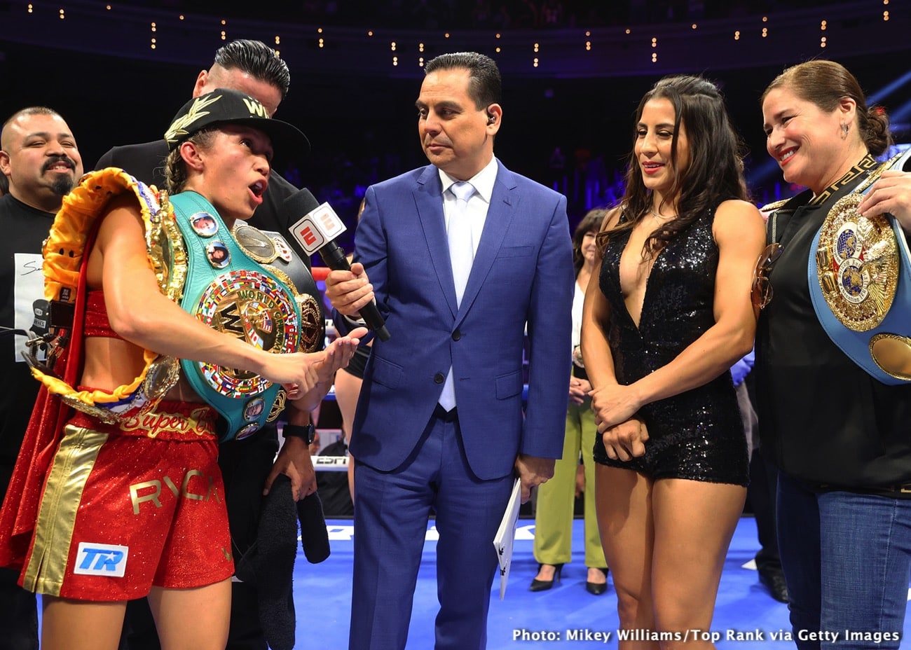Boxing photo: Abraham Nova, Seniesa Estrada image Seniesa Estrada defeats Yudica - Boxing Results