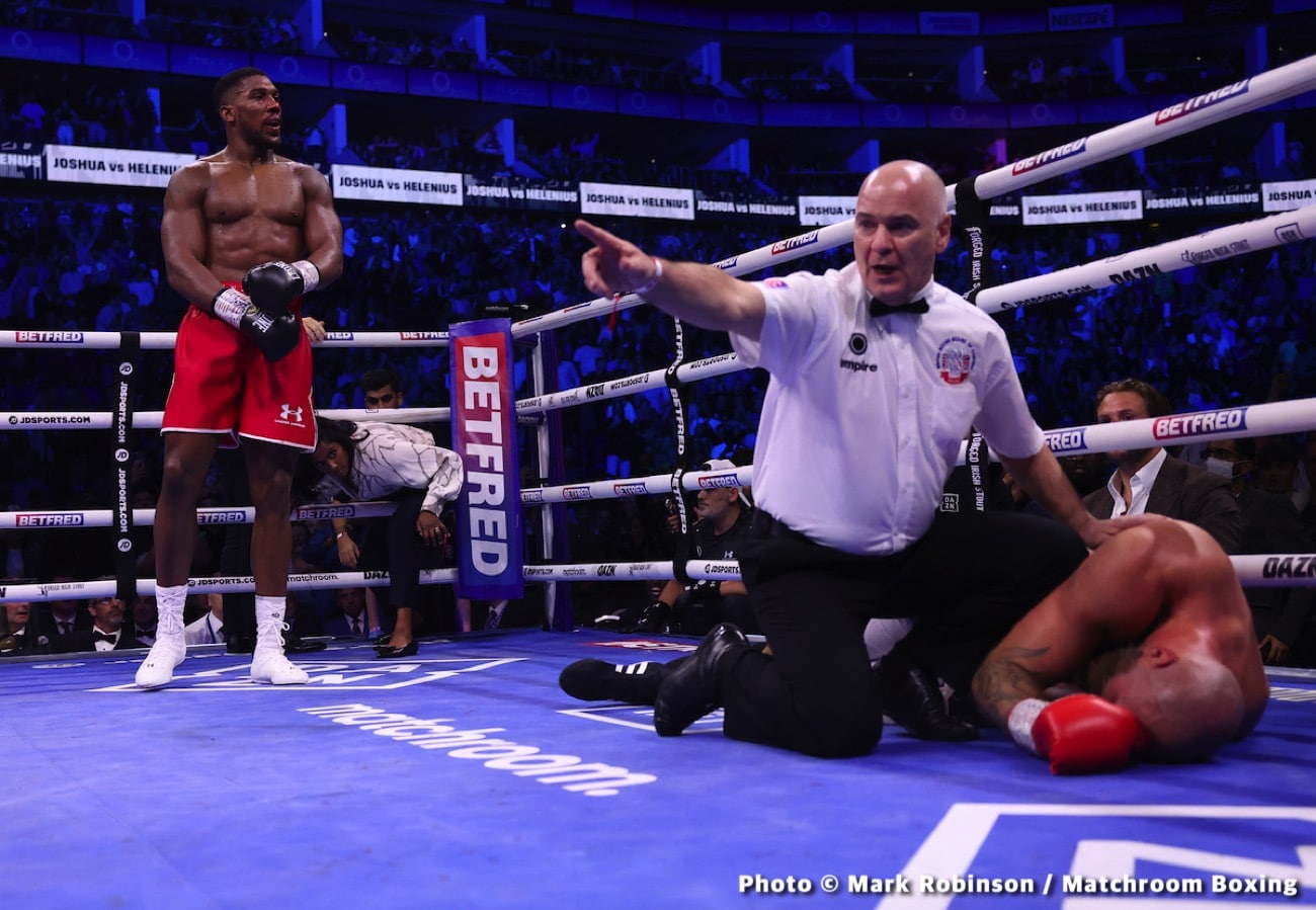 Boxing photo: Anthony Joshua, Demsey McKean, Derek Chisora, Filip Hrgovic, Robert Helenius image Boxing Tonight: Joshua vs. Helenius – Live Results