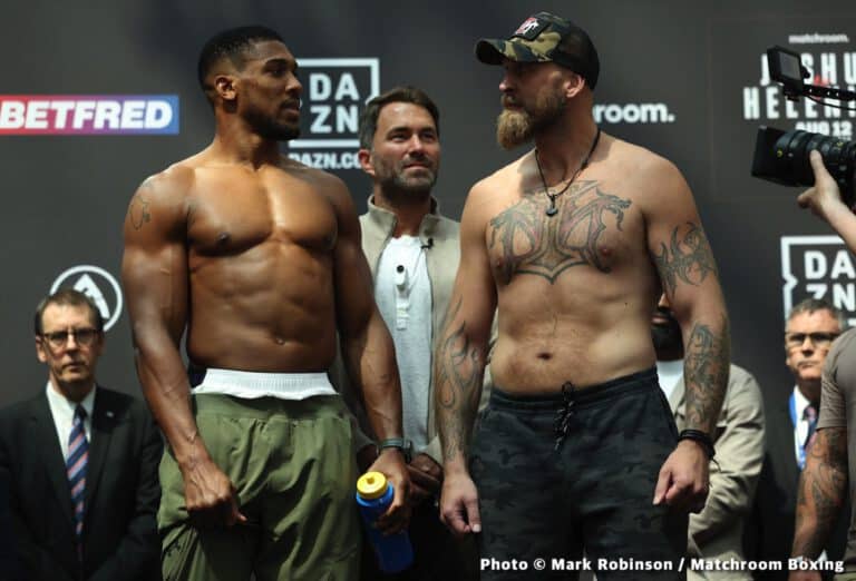 Joshua, Helenius Weigh-In: 250 For AJ, 249 For Helenius – AJ Asks Helenius “You Got A Problem With Me!”