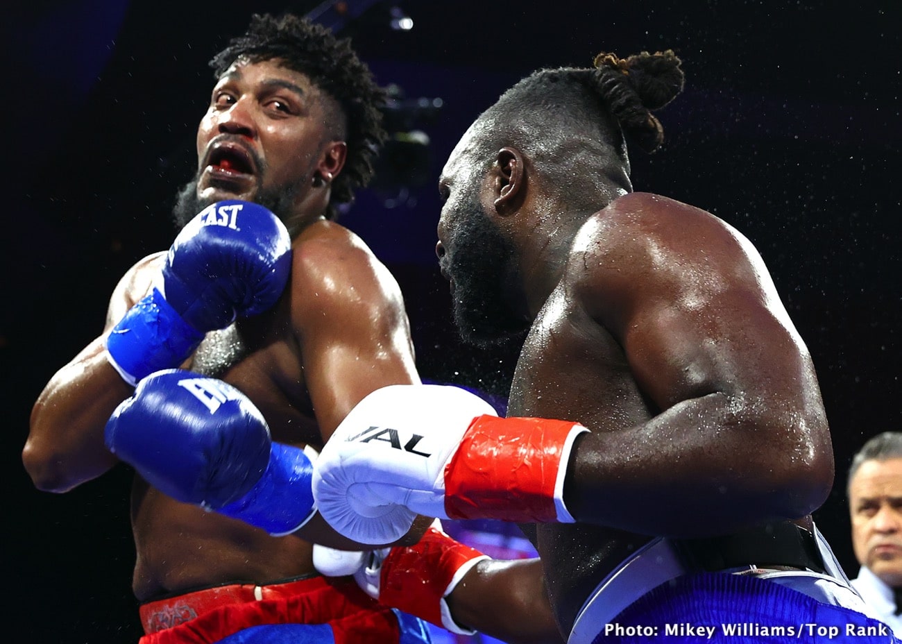 Boxing photo: Andriy Rudenko, Efe Ajagbe, Jared Anderson image Efe Ajagba Gets DQ Victory - Boxing Results