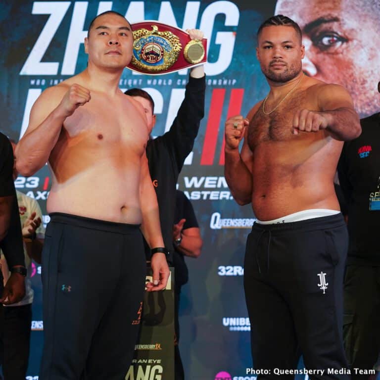 Zhilei Zhang, Joe Joyce Weigh-In – Zhang 287.2, Joyce 281.2