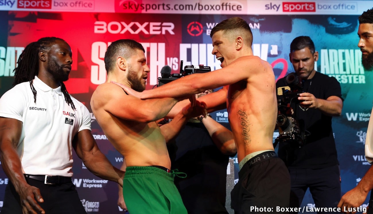 Boxing photo: Chris Eubank Jr, Liam Smith image Smith vs. Eubank Jr. Official ESPN+ / Sky Sports Weights