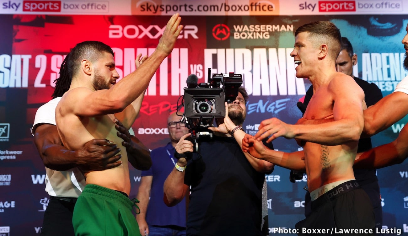 Boxing photo: Chris Eubank Jr, Liam Smith image Smith vs. Eubank Jr. Official ESPN+ / Sky Sports Weights