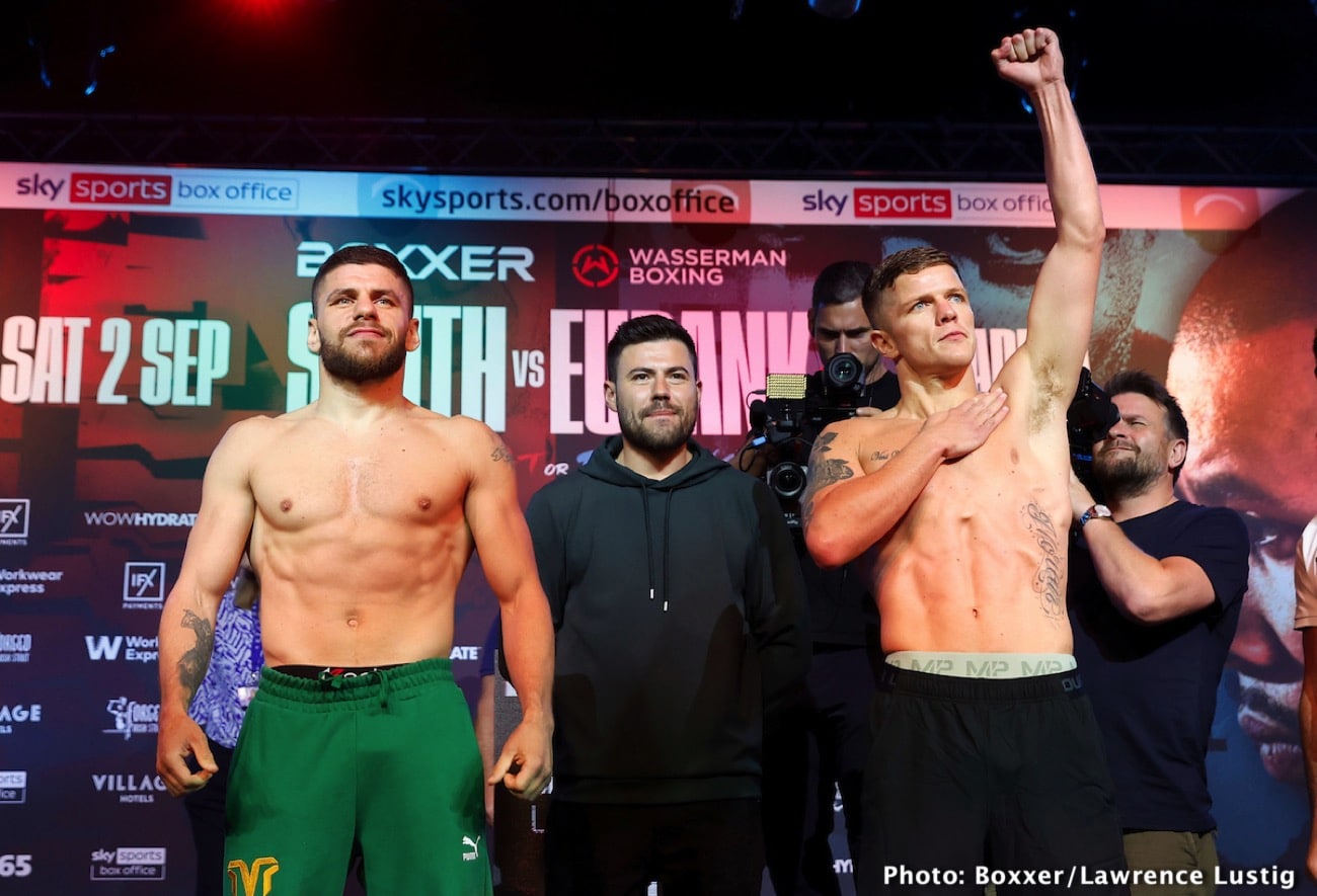 Boxing photo: Chris Eubank Jr, Liam Smith image Smith vs. Eubank Jr. Official ESPN+ / Sky Sports Weights