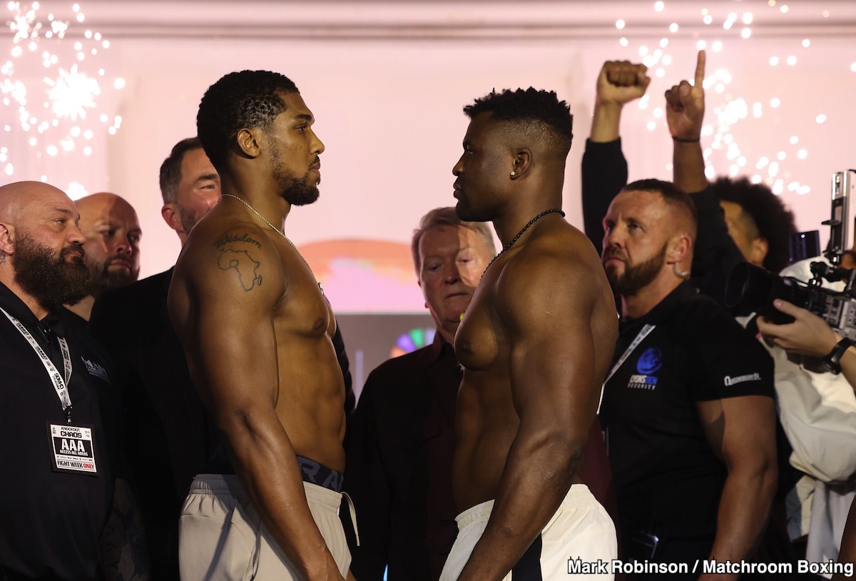 Joshua: 252.4, Ngannou: 272.6 – Zhang: 291.6, Parker: 247.6 - Official DAZN Weights