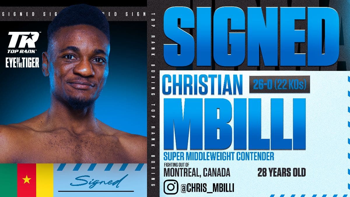 Christian Mbilli signs Co-promotional Deal with Top Rank