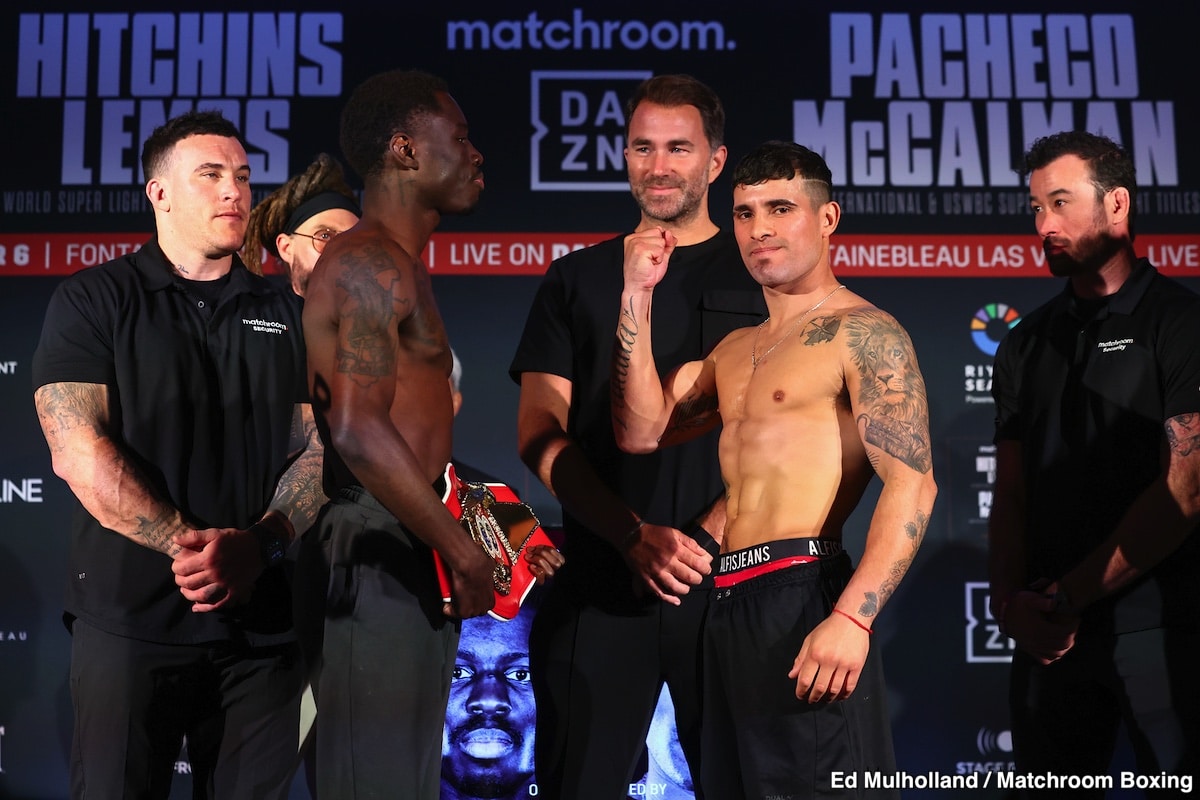 DAZN Weights: Hitchins vs. Lemos & Pacheco vs. McCalman