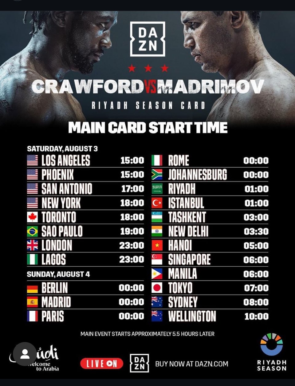 Boxing Tonight: Crawford vs. Madrimov on DAZN PPV - Live Results