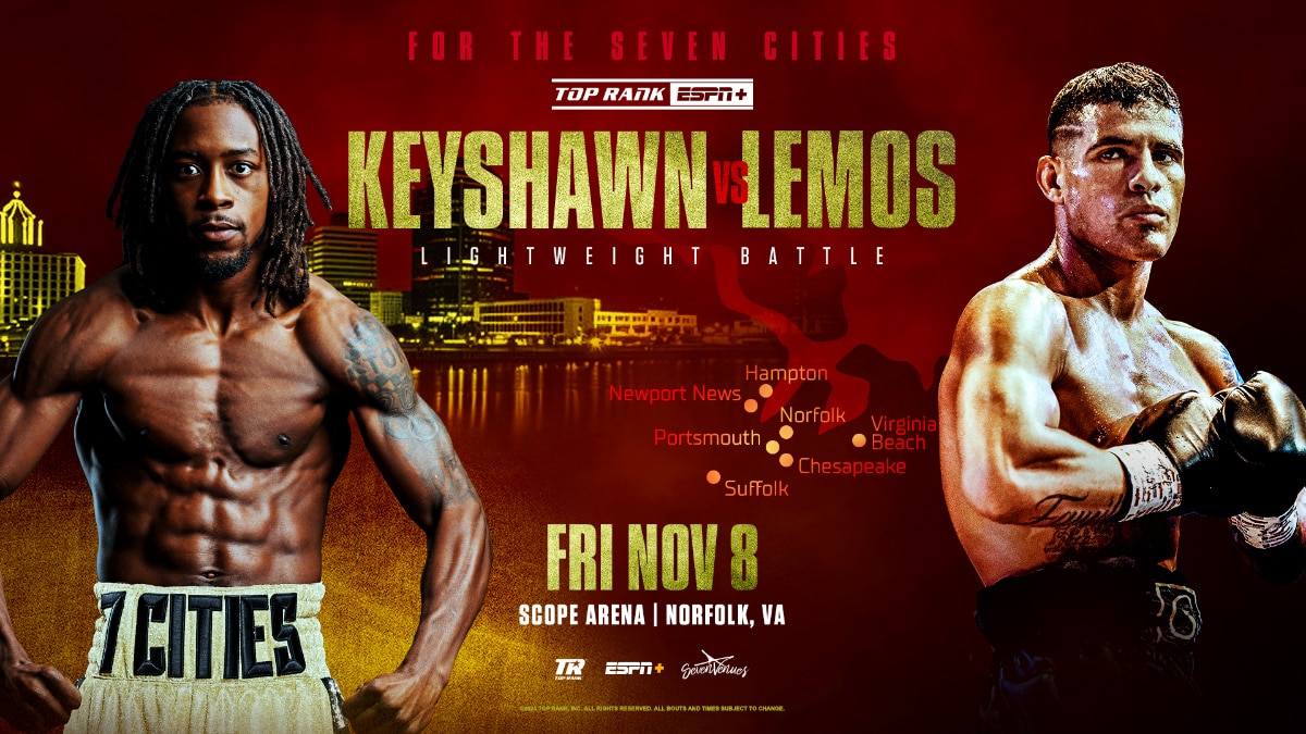 Keyshawn Davis vs. Gustavo Lemos Headlines Top Rank Card on ESPN+ on November 8th