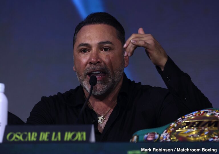 Photo: Oscar De La Hoya Says Jake Paul Is “The Real Deal,” Says A World Title Shot Is Realistic If Paul Beats Chavez Jr Oscar De La Hoya rips Terence Crawford for failing to pay sanctioning fees to WBC for their title.
