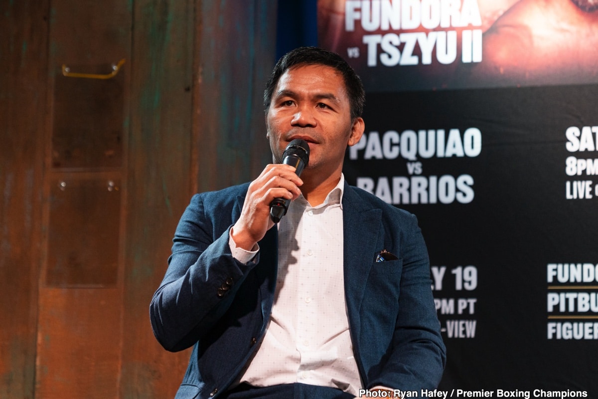 Manny Pacquiao Says Naoya Inoue Would Beat Tank Davis: “He's Fast”