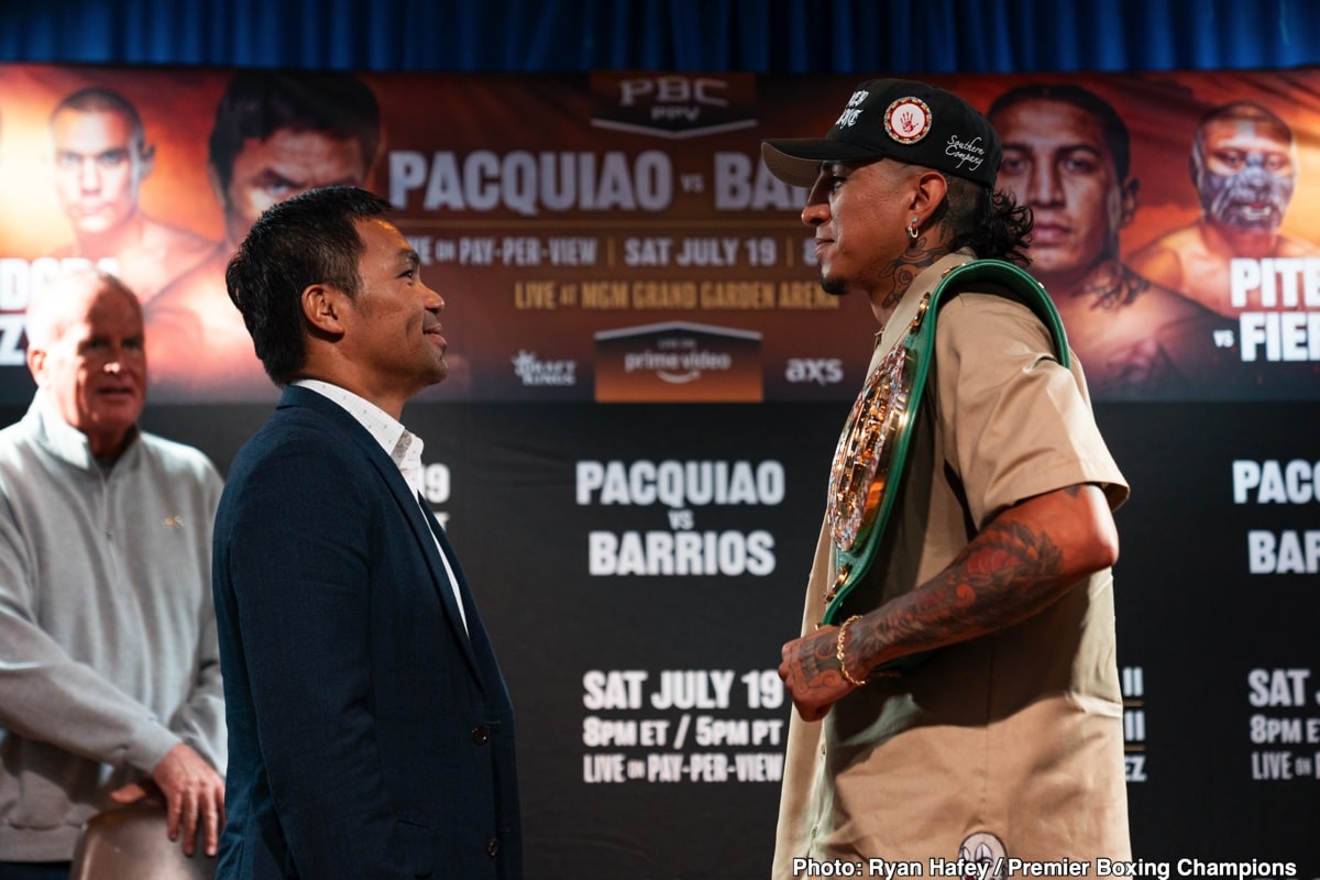 Pacquiao Dwarfed by Barrios at Press Conference – But the Smiles Didn’t Hide the Stakes