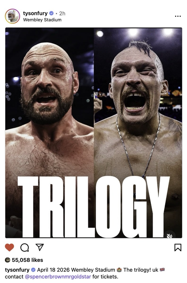 Tyson Fury Declares Third Fight with Usyk Set for April 2026 at Wembley!