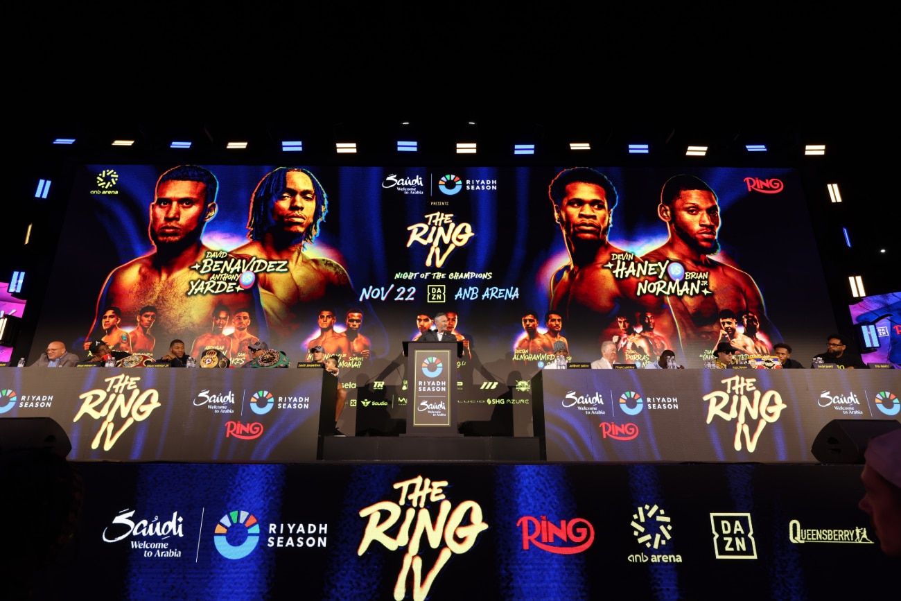 Benavidez–Yarde and Haney–Norman Jr. Official After Weigh-In for Saturday’s Ring IV Event in Riyadh
