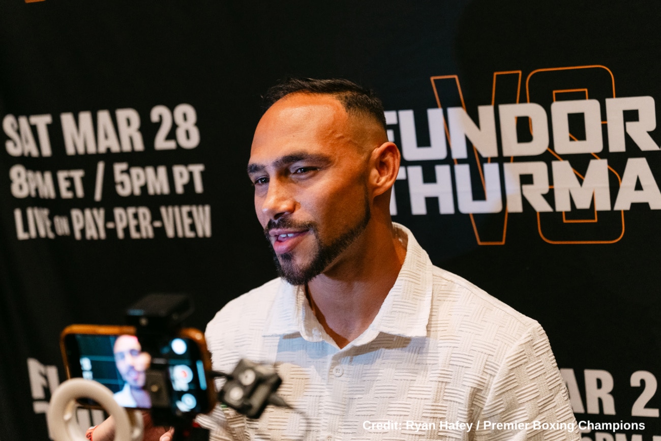 Keith Thurman appears to meditate before Sebastian Fundora fight