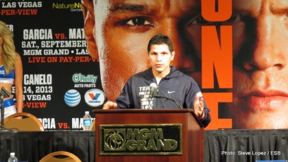 Boxing photo: Floyd Mayweather Jr, Garcia vs. Matthysse, Mayweather vs. Canelo, Saul “Canelo” Alvarez image THE ONE Post-Fight Press Conference: Aftermath, Quotes & Photos