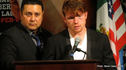 Boxing photo: Floyd Mayweather Jr, Garcia vs. Matthysse, Mayweather vs. Canelo, Saul “Canelo” Alvarez image THE ONE Post-Fight Press Conference: Aftermath, Quotes & Photos