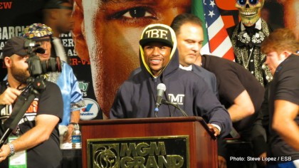 Boxing photo: Floyd Mayweather Jr, Garcia vs. Matthysse, Mayweather vs. Canelo, Saul “Canelo” Alvarez image THE ONE Post-Fight Press Conference: Aftermath, Quotes & Photos