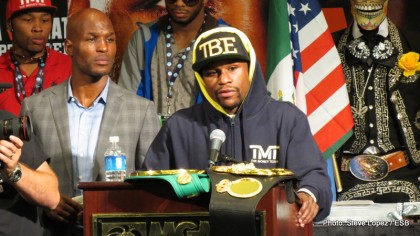 Boxing photo: Floyd Mayweather Jr, Garcia vs. Matthysse, Mayweather vs. Canelo, Saul “Canelo” Alvarez image THE ONE Post-Fight Press Conference: Aftermath, Quotes & Photos